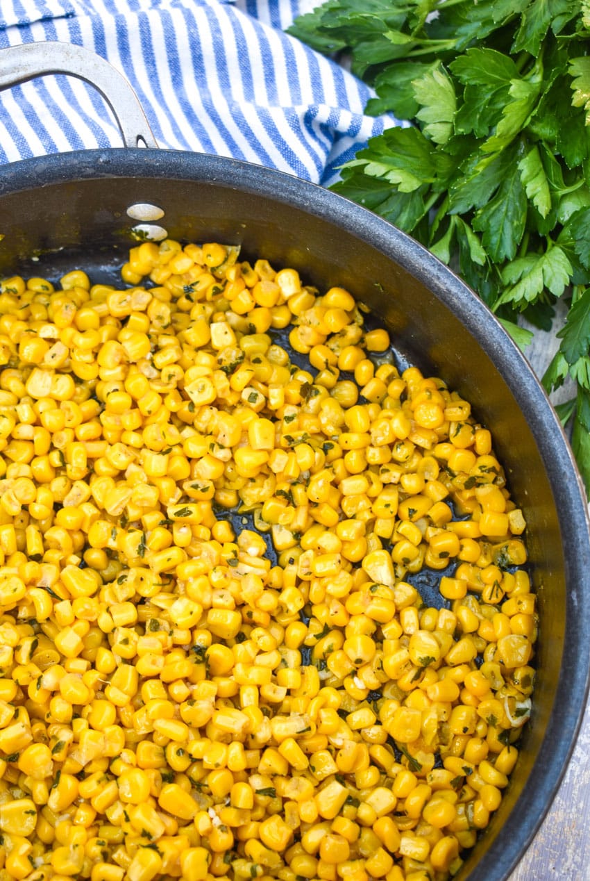 the best canned corn recipe in a large black skillet