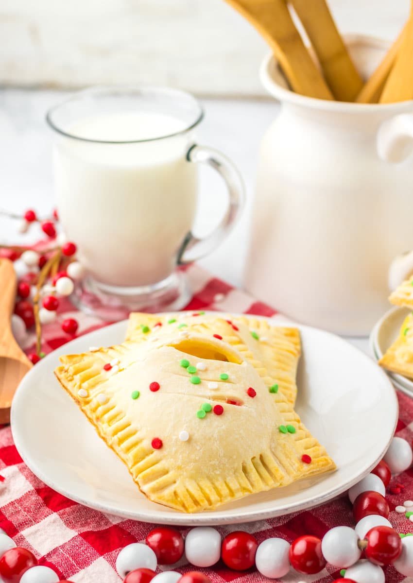 two homemade mcdonald's holiday pies on a small white plate