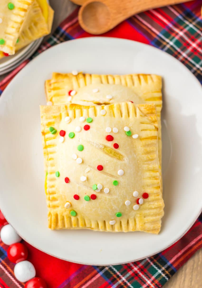 two homemade mcdonald's holiday pies on a small white plate