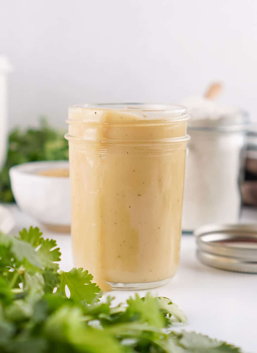 easy homemade brown gravy in a small glass jar