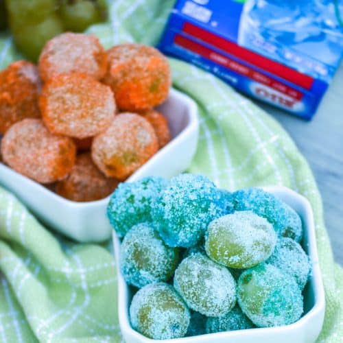 candied grape 'easter eggs' in a small white bowl