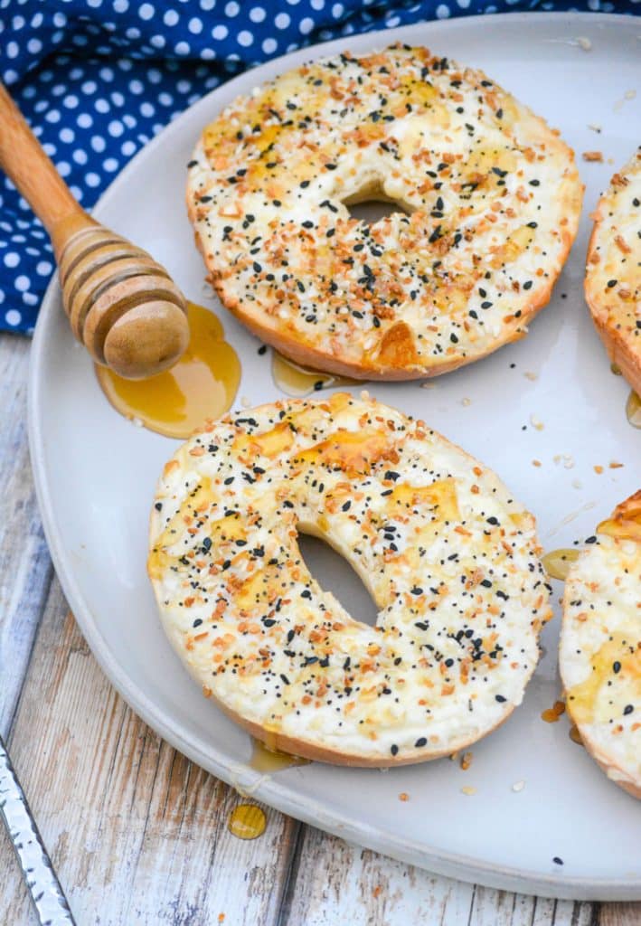 the best air fryer bagels on a white plate