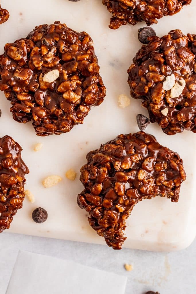 homemade star crunch cookies on a white cutting board