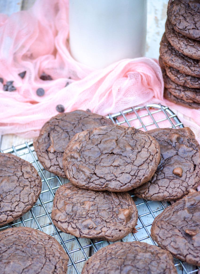 brownie cookies on a wire rack