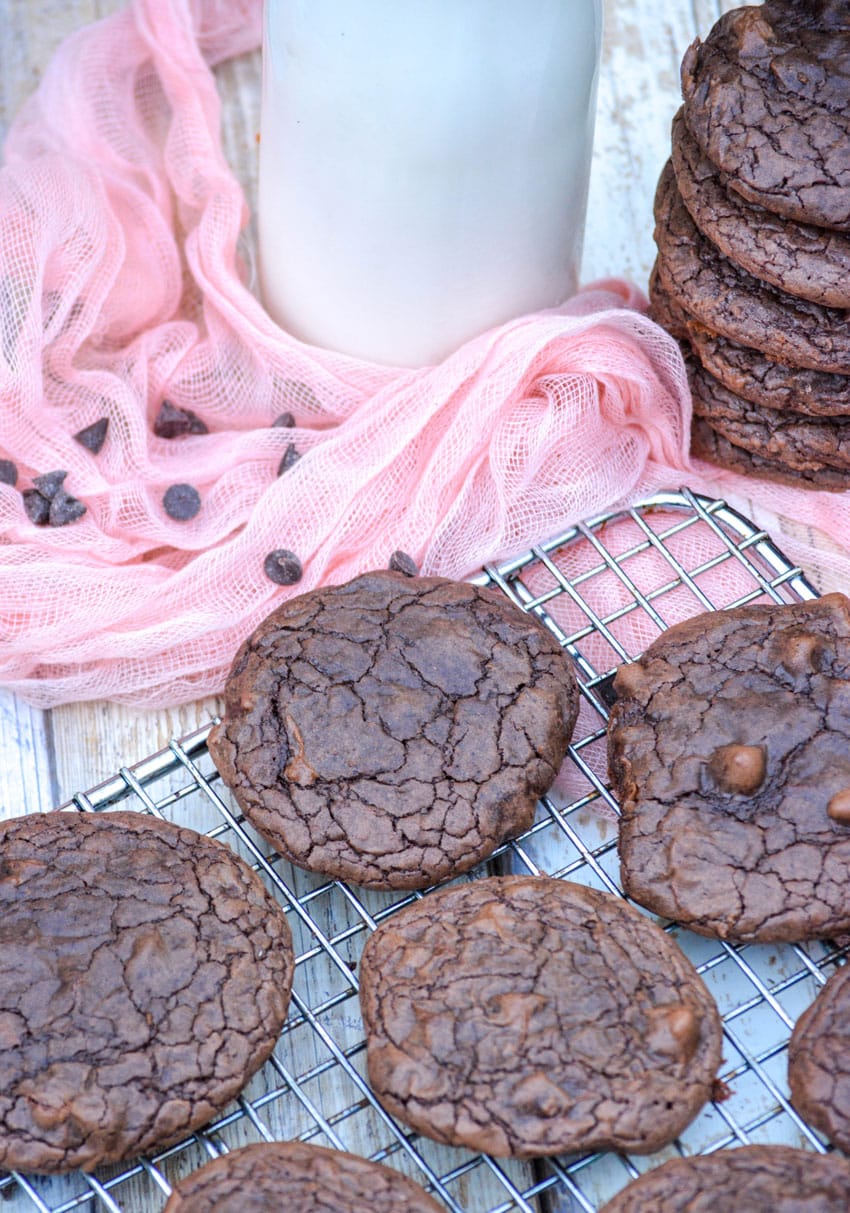 brownie cookies on a wire rack