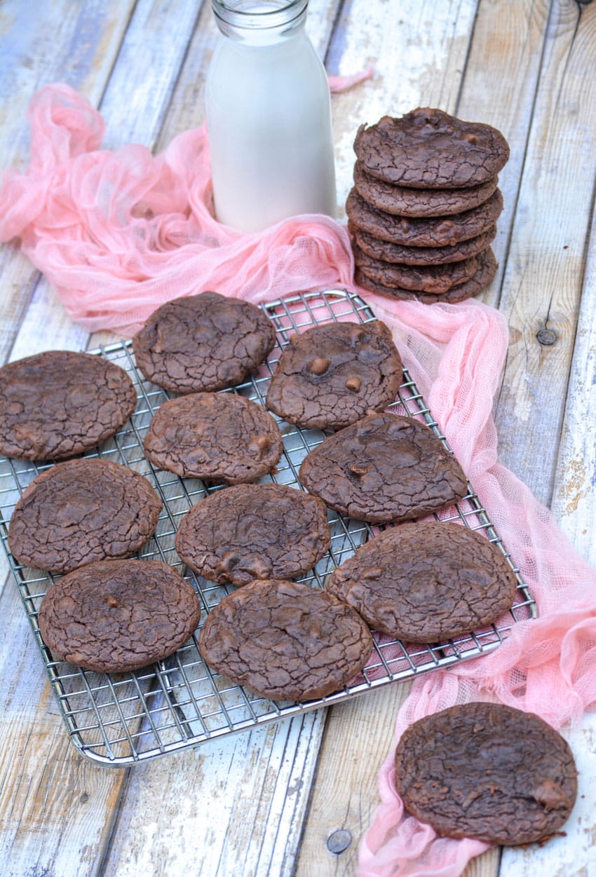 brownie cookies on a wire rack