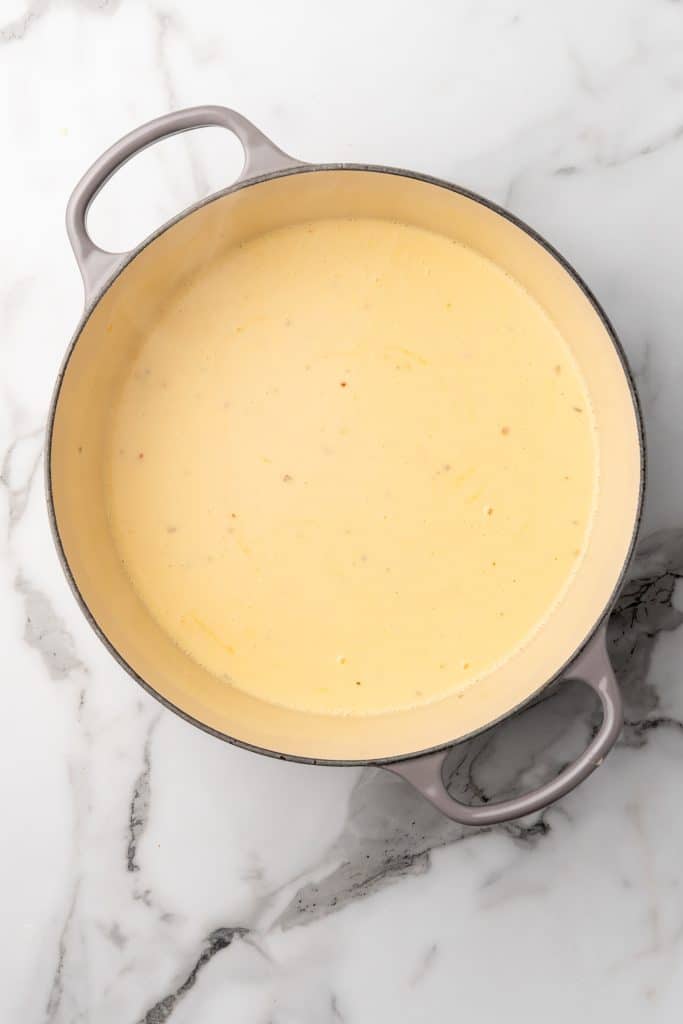 homemade cheese sauce in a large pot