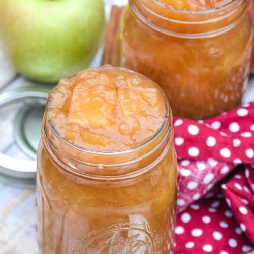 Instant pot apple pie filling in two glass mason jars
