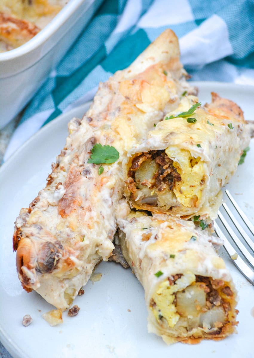 Sausage Gravy Breakfast Enchiladas - The Quicker Kitchen