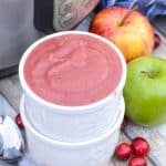 fresh cranberry applesauce made in the instant pot in white ramekins