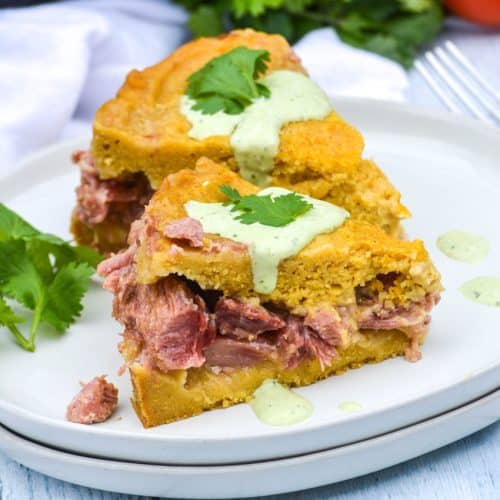 two slices of instant pot tamale pie