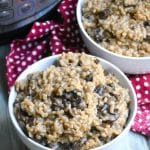instant pot mushroom risotto in two white bowls