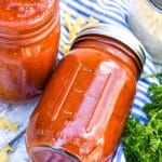 seasoned pasta sauce in glass mason jars