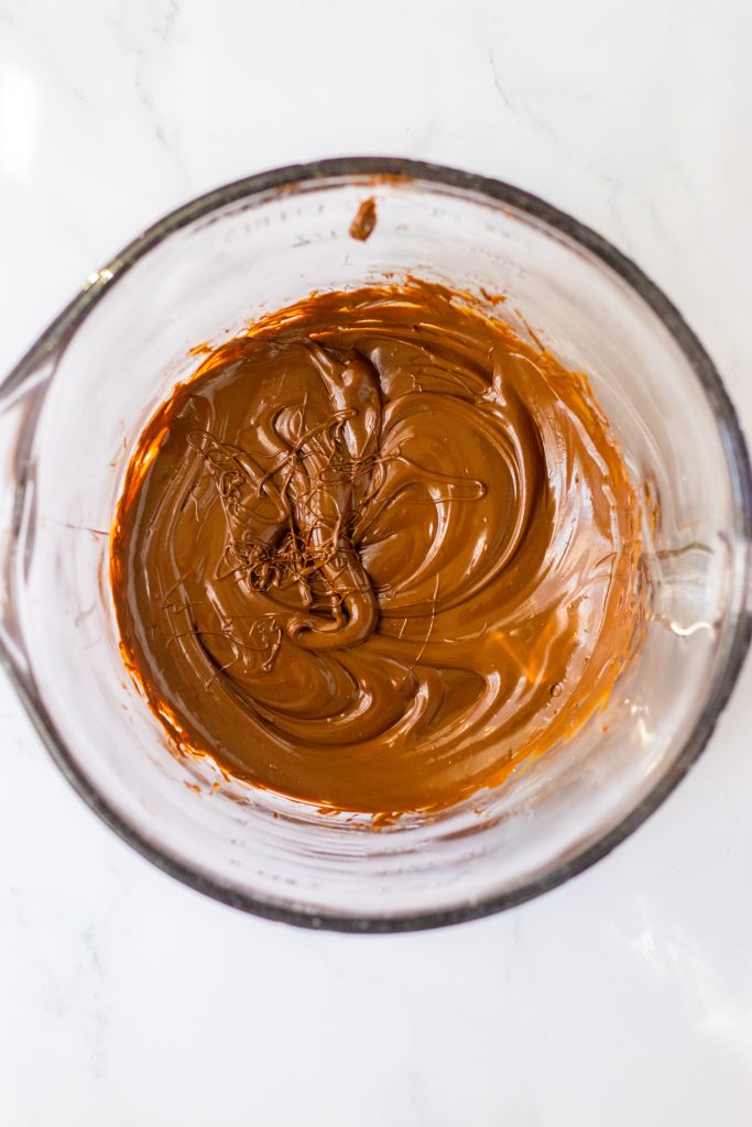 melted chocolate in a glass mixing bowl