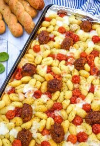 Sheet Pan Gnocchi Bake With Meatballs - The Quicker Kitchen