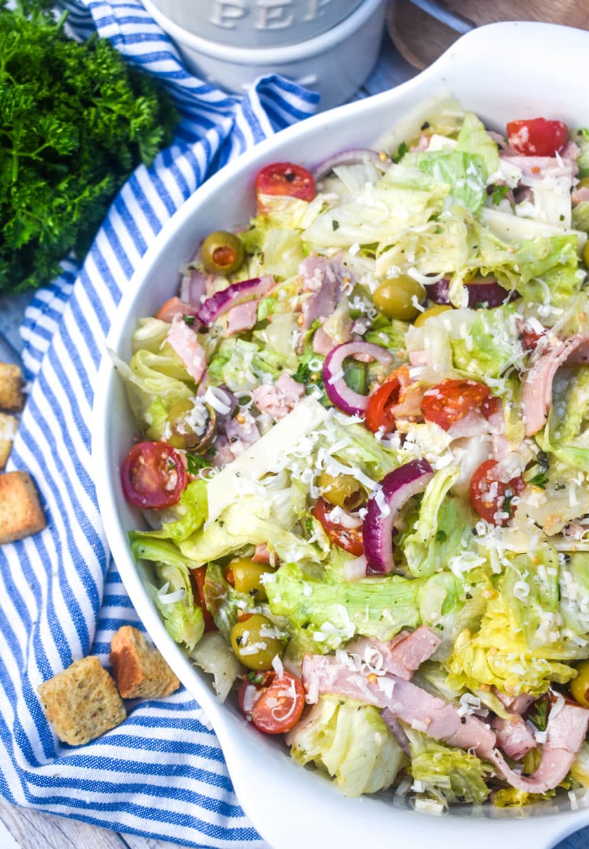 1905 Columbia salad in a white serving bowl