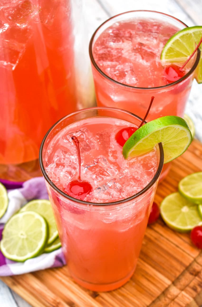 3 ingredient cherry limeade in a glass jar