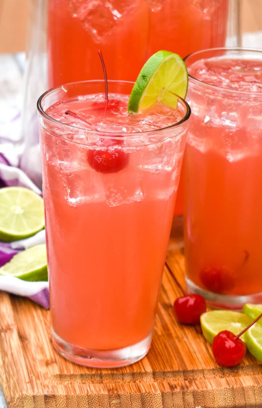 quick and easy cherry limeade in tall glasses