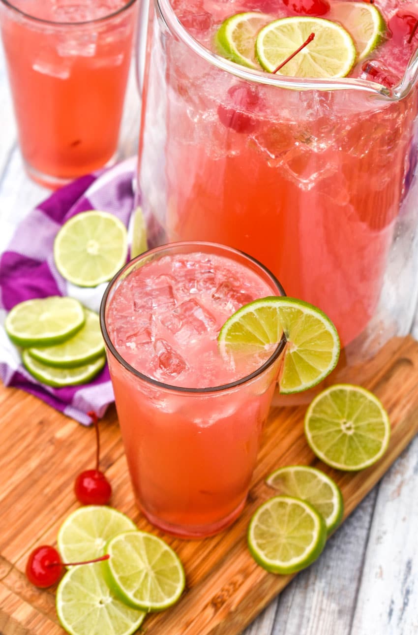 3 ingredient cherry limeade in a glass jar