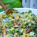 barbecue ranch chopped salad in a white serving bowl