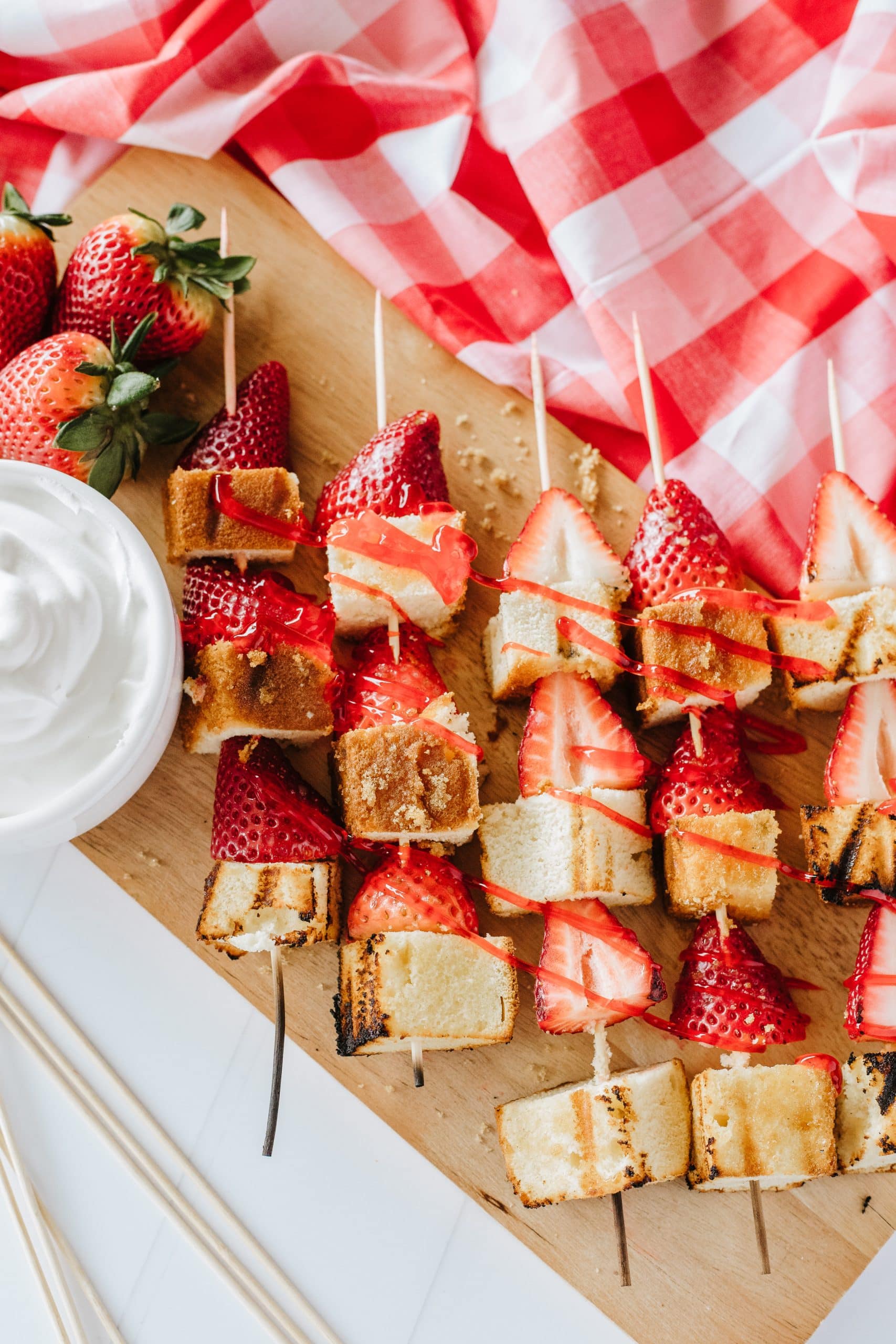 Grilled Strawberry Shortcake Kabobs - The Quicker Kitchen