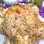 Instant Pot Dill Pickle Chicken on a white serving platter