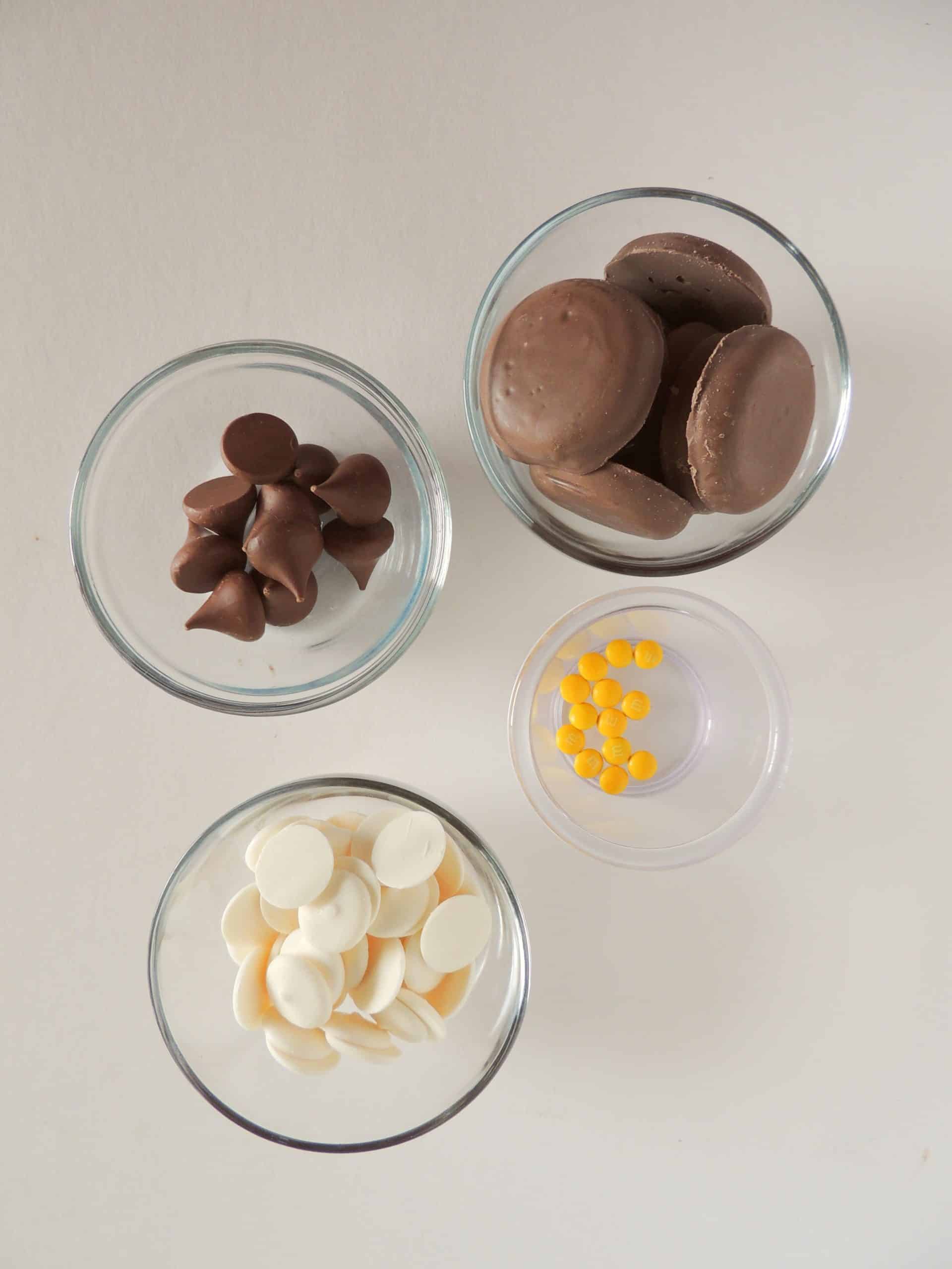 an overhead image showing the measured ingredients needed to make easy witch hat cookies