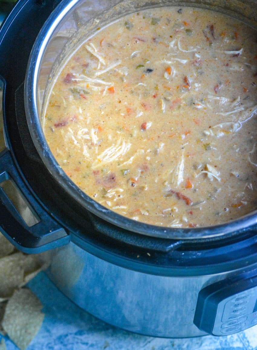 creamy chicken tortilla soup in an instant pot