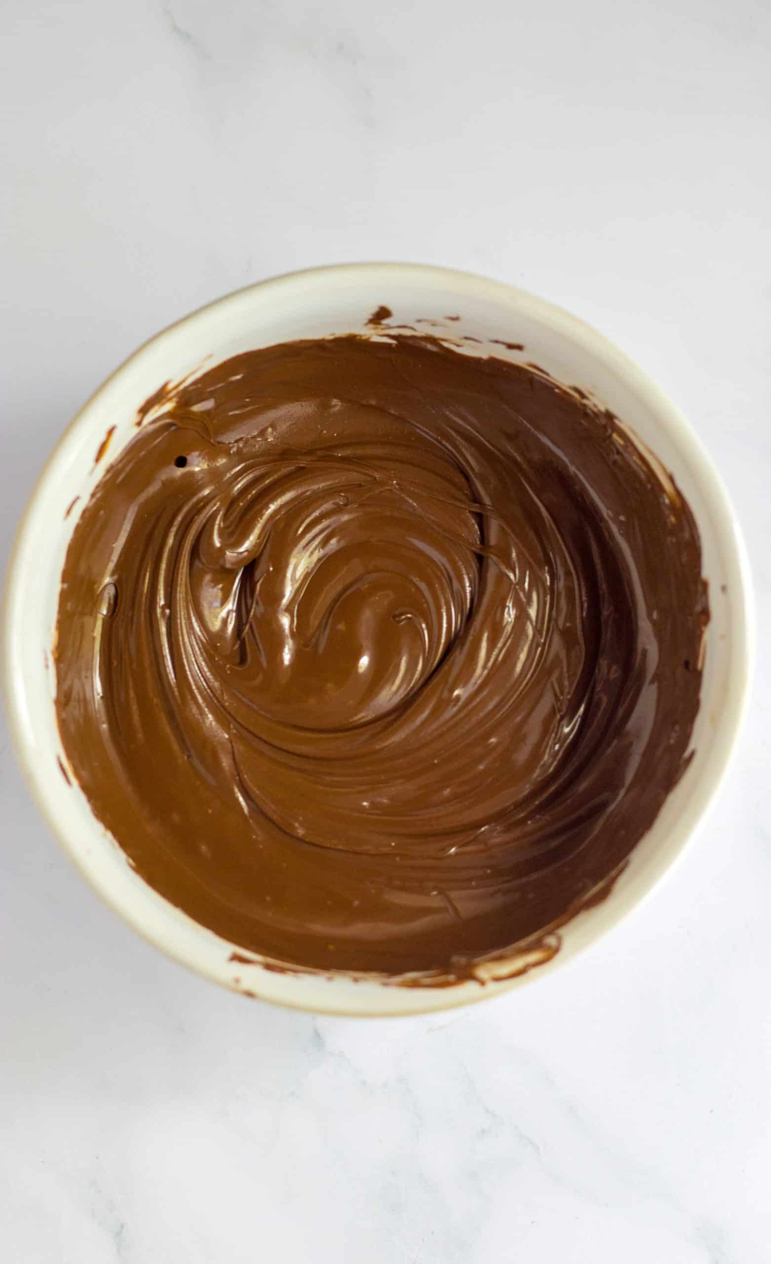 melted chocolate in a white bowl