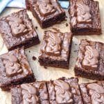 easy easter bunny brownies on brown parchment paper