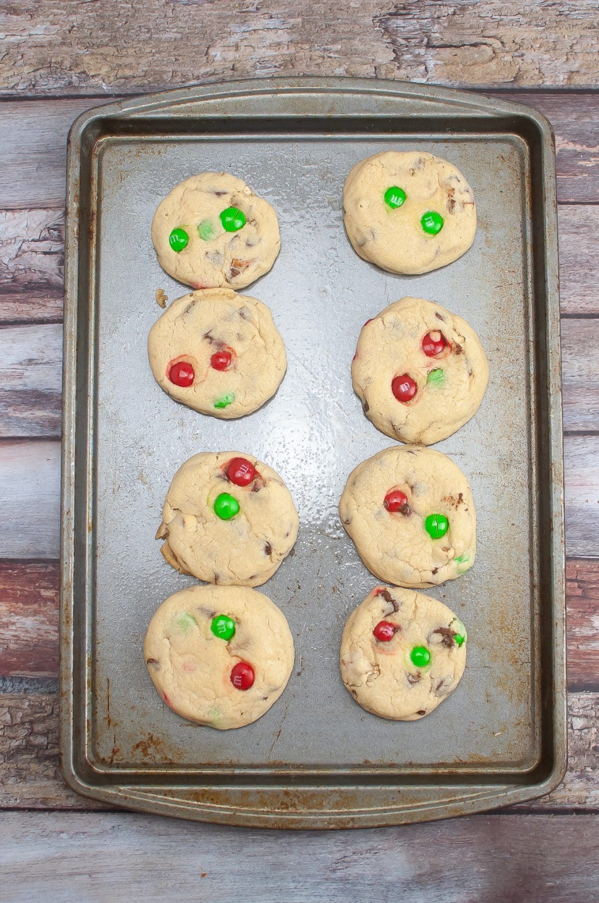 baked christmas cookies for santa on a metal baking sheet
