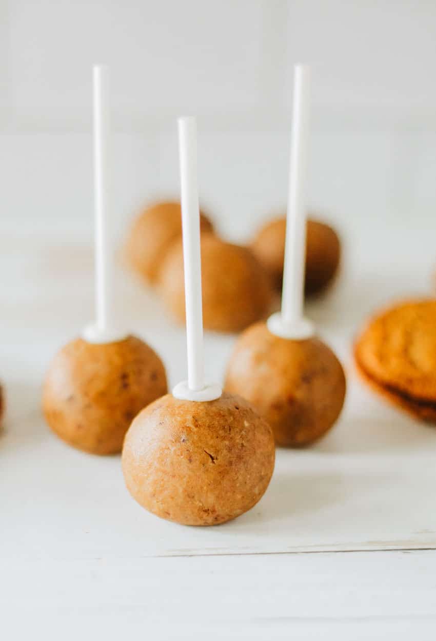 naked oatmeal creme pie cake balls on a wooden table