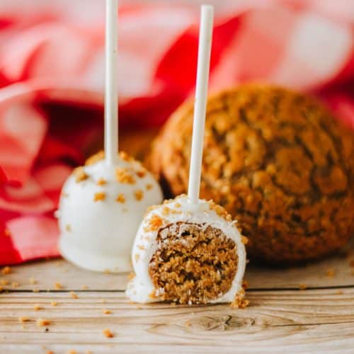 oatmeal cream pie cake pops on a wooden table