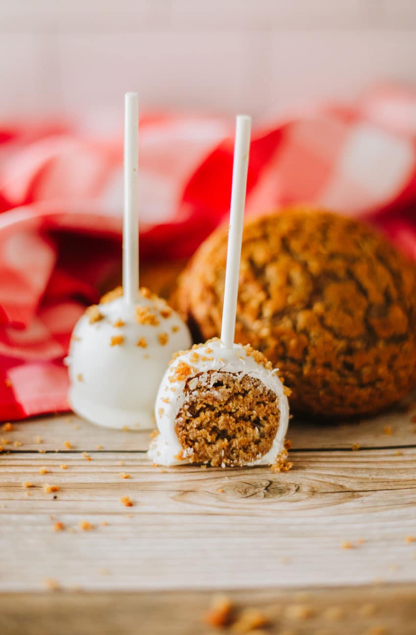 oatmeal cream pie cake pops on a wooden table