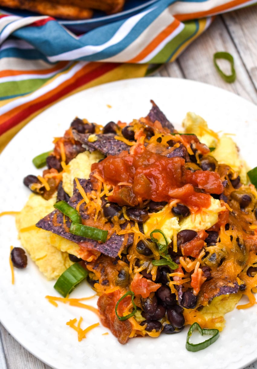 southwestern breakfast scramble in a large black cast iron skillet