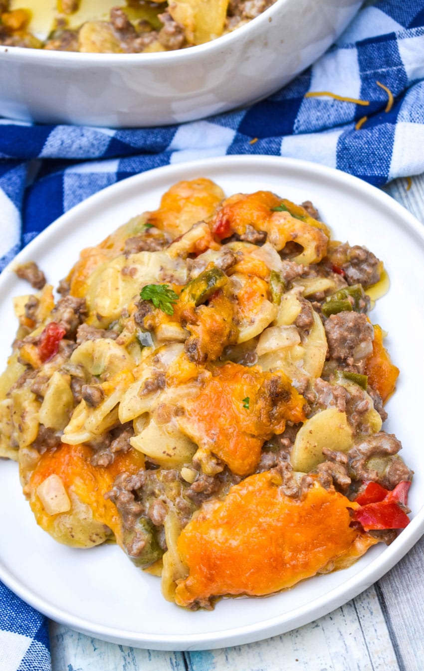 hobo casserole on a white plate