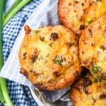 kitchen sink muffins piled in a cloth lined basket