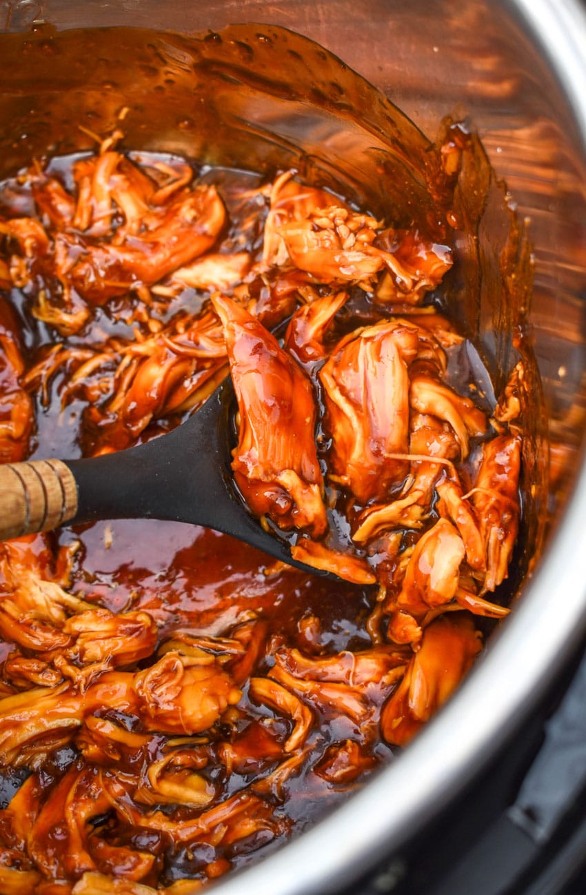 homemade chicken teriyaki in the bowl of an instant pot
