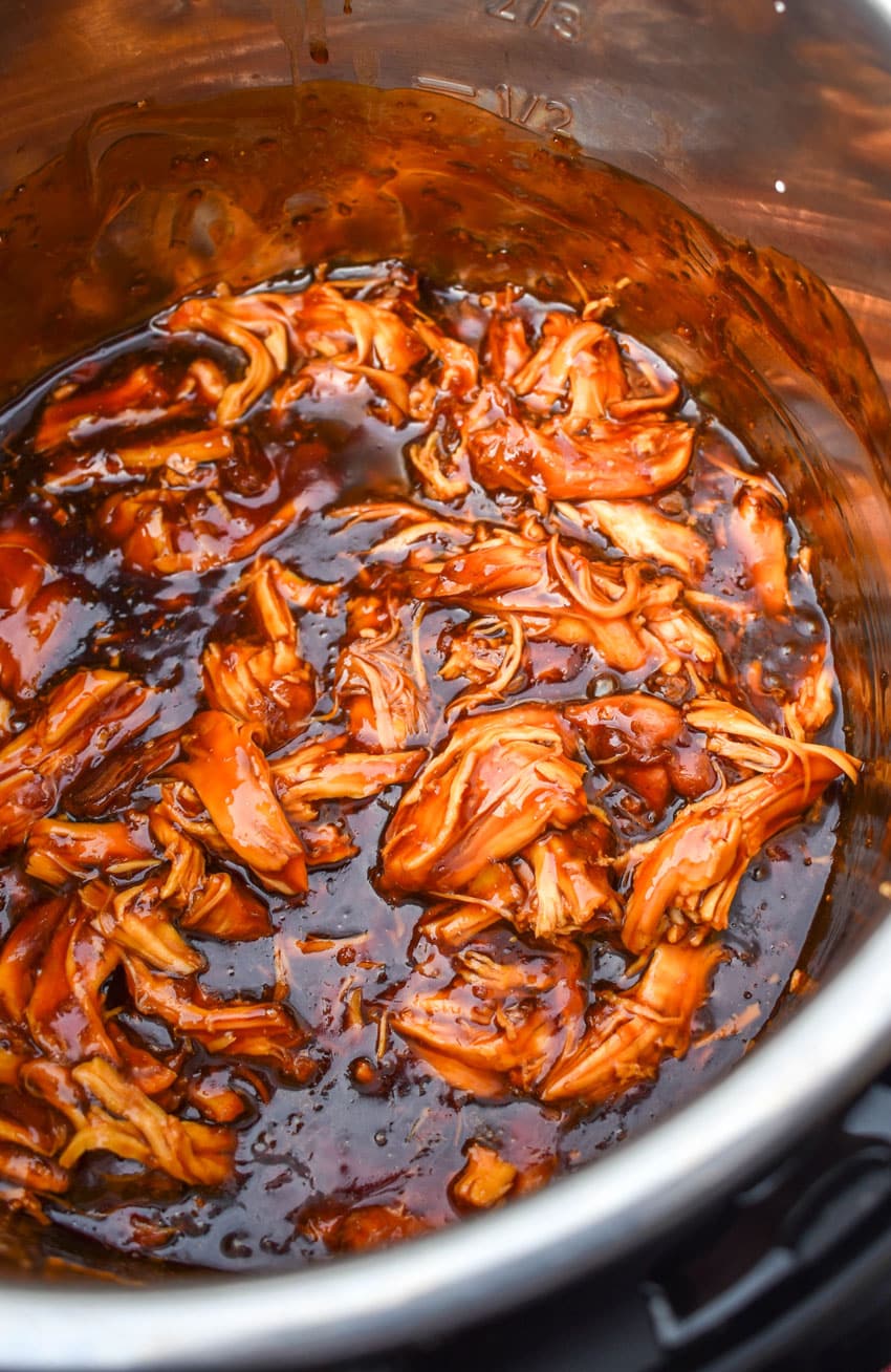 homemade chicken teriyaki in the bowl of an instant pot