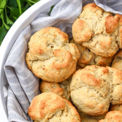 easy drop biscuits in a white bread bowl