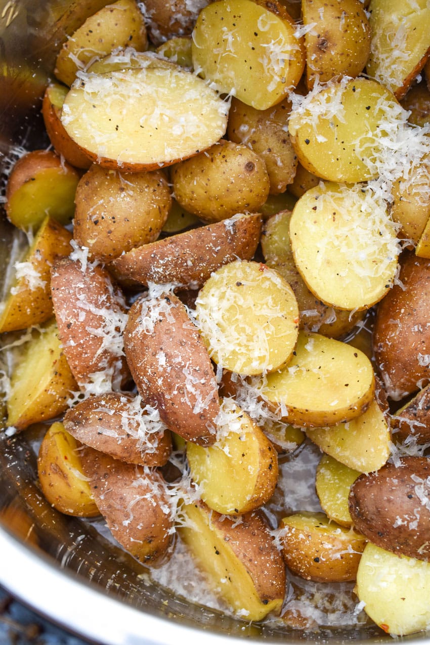 Italian potatoes in the bowl of an instant pot
