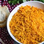 instant pot tikka masala rice in a white serving bowl