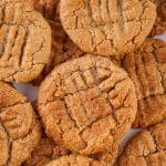 a close up image showing air fried almond butter cookies