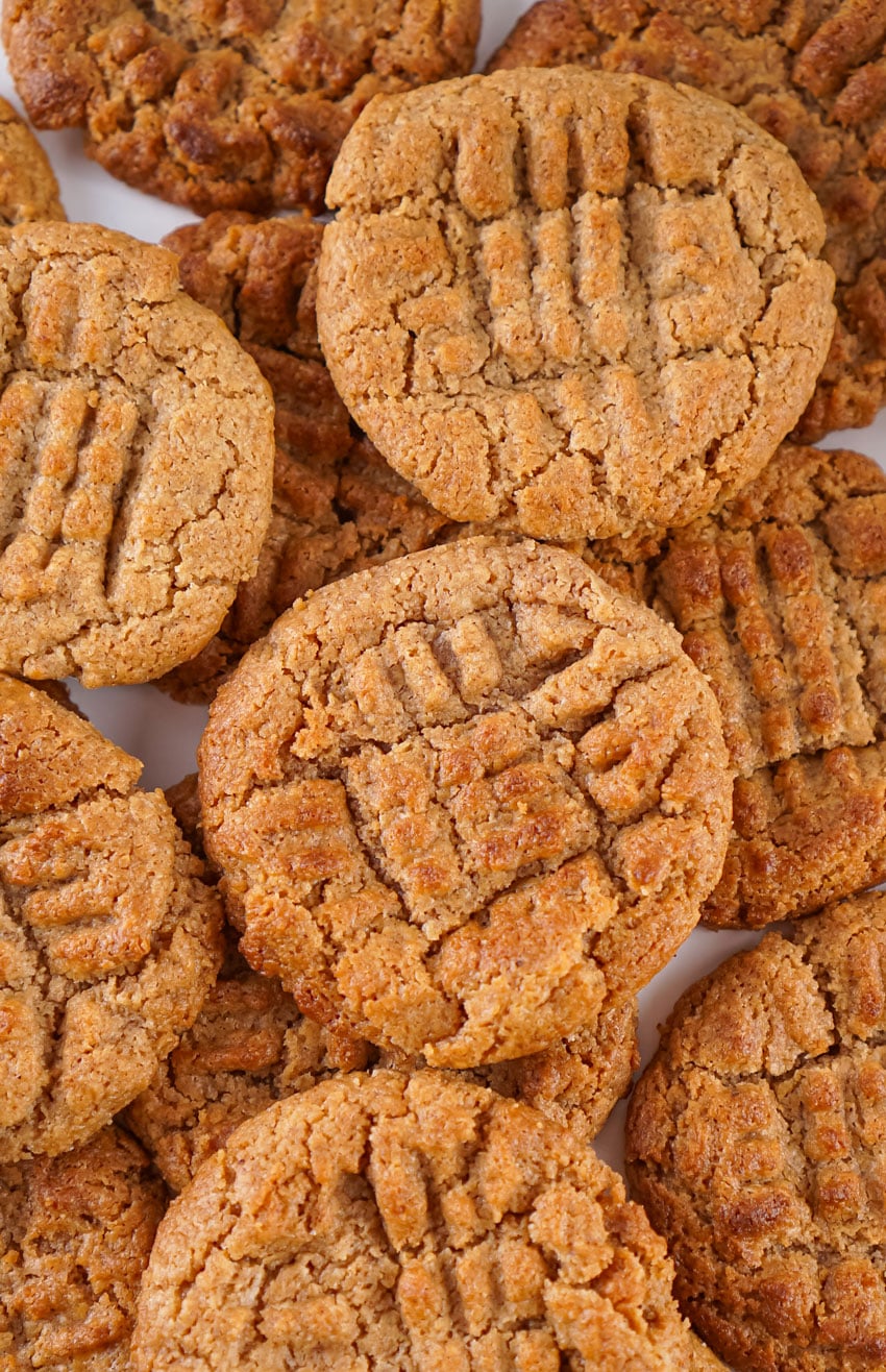 a close up image showing air fried almond butter cookies