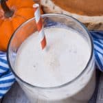pumpkin pie milkshake in a small glass jar