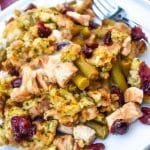 thanksgiving casserole on a white plate