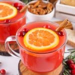 hot christmas punch in two small glasses