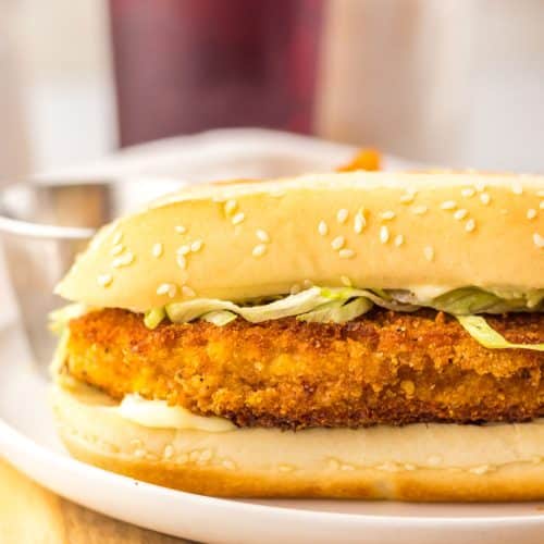 copycat burger king original chicken sandwich on a white plate