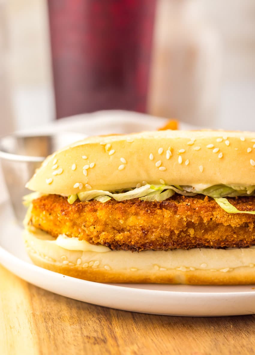 copycat burger king original chicken sandwich on a white plate