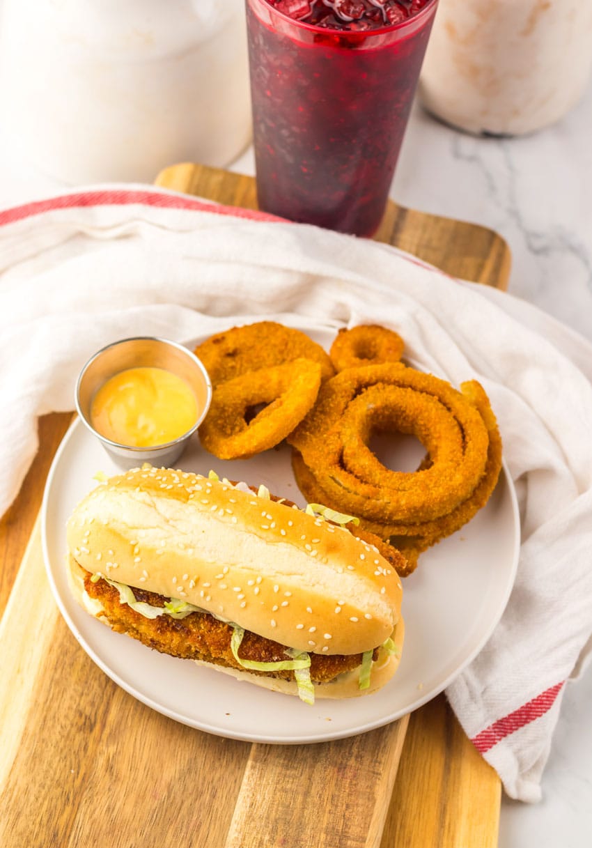 copycat burger king original chicken sandwich on a white plate